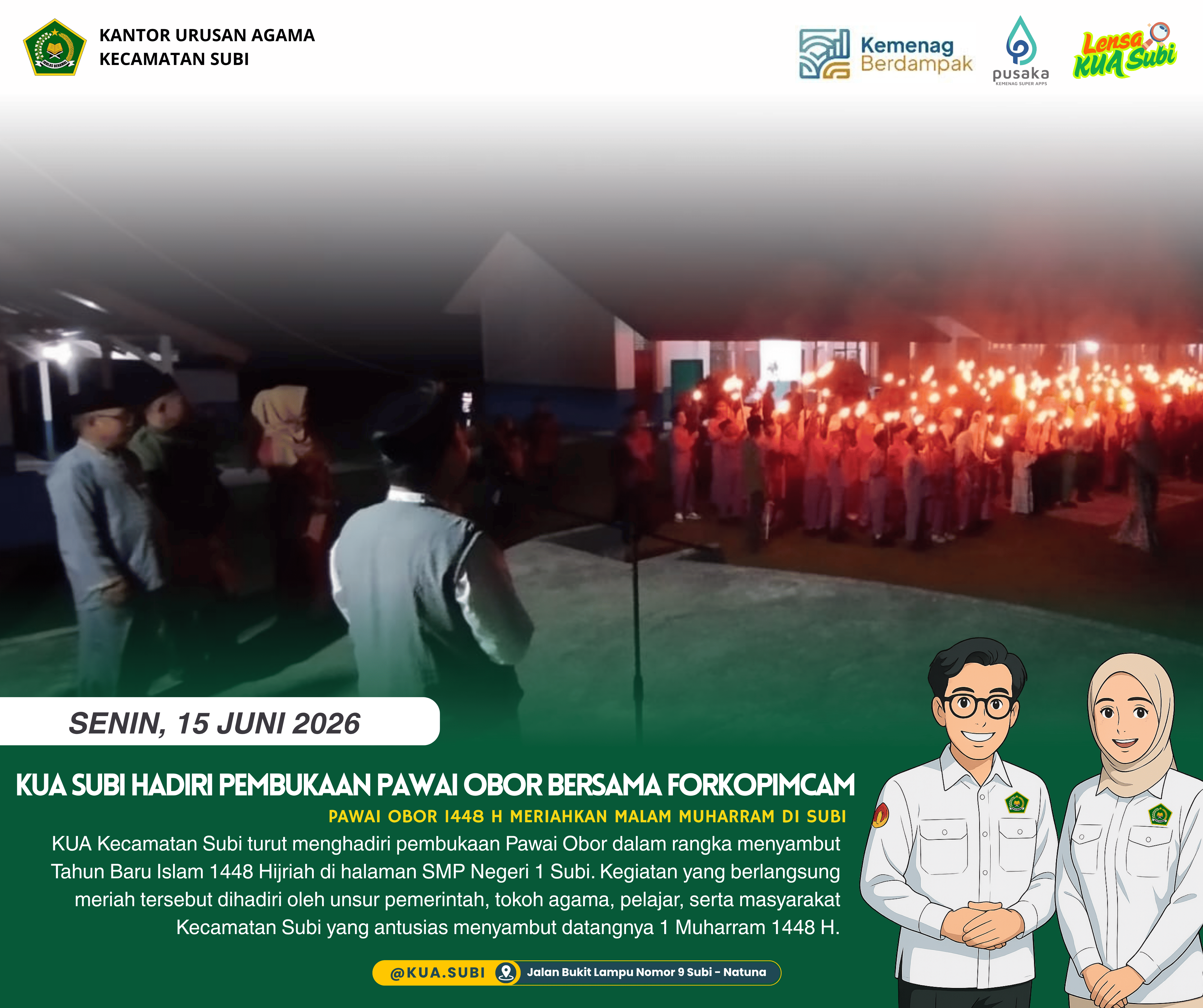 KUA Subi Hadiri Pembukaan Pawai Obor Tahun Baru Islam 1448 H